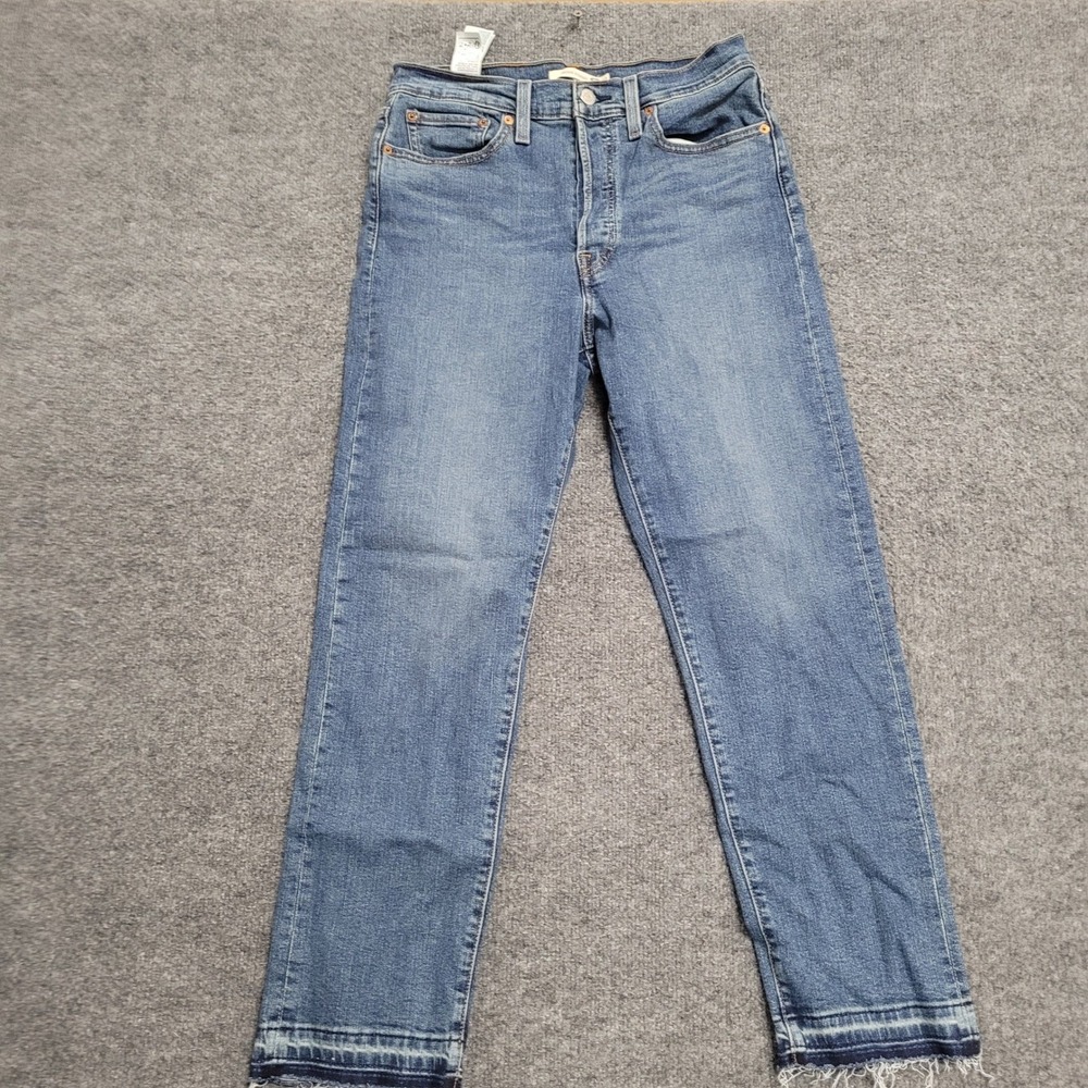 Levi's Jeans Womens Size 30 Blue Wedgie Straight High Rise Raw Hem Medium Wash